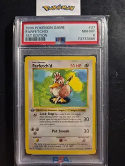First Edition 1999 Pokemon Base Set 27/102 Farfetch'd PSA NM-MT 8 - Image 1