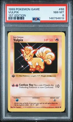 1999 POKEMON GAME 1ST EDITION #68 VULPIX PSA 8 - Image 1