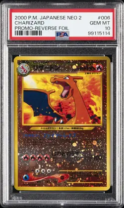 2000 POKEMON JAPANESE NEO 2 PROMO REVERSE FOIL #006 CHARIZARD PSA 10 - Image 1