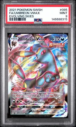 2021 POKEMON SWORD & SHIELD EVOLVING SKIES #095 FULL ART/UMBREON VMAX PSA 9 - Image 1