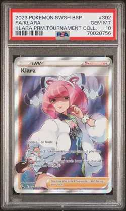 2023 Pokemon SWSH Black Star Promo Premium #302 Full Art Klara PSA 10 Gem Mint - Image 1