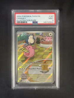 PSA 9 Chansey 187/167 Pokemon TCG Twilight Masquerade Illustration Rare MINT - Image 1