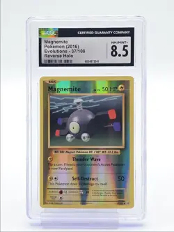 MAGNEMITE 2016 POKEMON XY EVOLUTIONS REVERSE HOLO COMMON 37/108 CGC 8.5 Q6438 - Image 1
