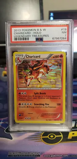 PSA 7 NM Charizard HOLO Black & White Legendary Treasures 19/113 Pokemon 2013 - Image 1