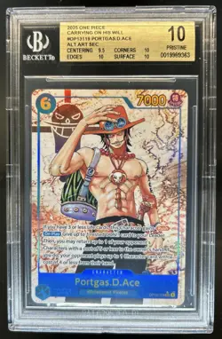 2025 One Piece Portgas D. Ace Secret Rare Alt Art Alternative #OP13-119 BGS 10 - Image 1