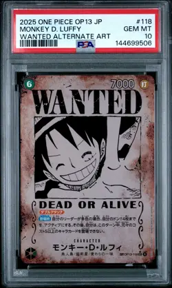 2025 ONE PIECE JAPANESE OP13-CARRYING ON HIS WILL #118 MONKEY D. LUFFY PSA 10 - Image 1