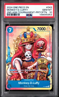 2024 ONE PIECE PROMO ANNIVERSARY TOURNAMENT #043 MONKEY D. LUFFY PSA 10 - Image 1