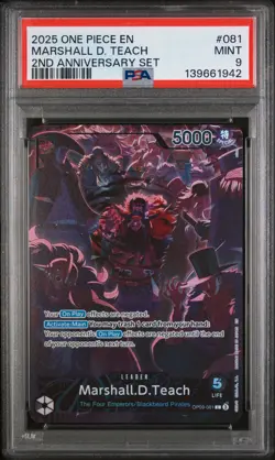 2025 ONE PIECE ENGLISH VERSION 2ND ANNIVERSARY SET #081 MARSHALL D. TEACH PSA 9 - Image 1