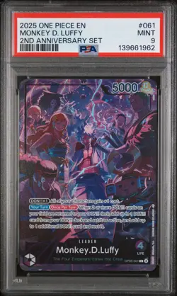 2025 ONE PIECE ENGLISH VERSION 2ND ANNIVERSARY SET #061 MONKEY D. LUFFY PSA 9 - Image 1