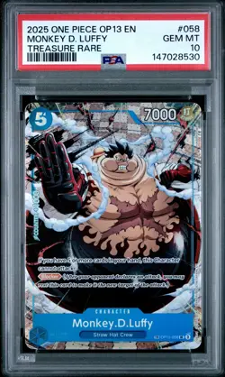2025 ONE PIECE OP13-CARRYING ON HIS WILL TREASURE RARE MONKEY D. LUFFY PSA 10 - Image 1