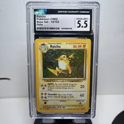 CGC 5.5 Raichu 1999 Base Set 14/102 Holo Pokemon Card - Image 1