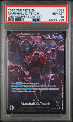 2025 ONE PIECE ENGLISH VERSION 2ND ANNIVERSARY SET #081 MARSHALL D. TEACH PSA 10 - Image 1