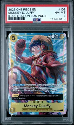 2025 ONE PIECE PROMOS ILLUSTRATION BOX VOL.3 #109 MONKEY D. LUFFY PSA 8 - Image 1