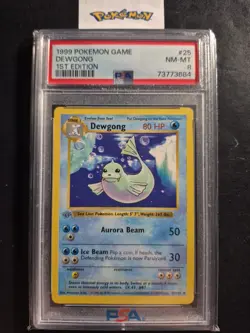 First Edition 1999 Pokemon Base Set 25/102 Dewgong PSA NM-MT 8 - Image 1
