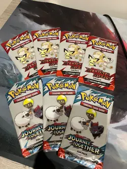 7 Booster Packs. Pokemon TCG Destined Rivals Fun Packs X4. Journey Together X3. - Image 2