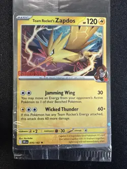 Pokemon TCG Team Rockets Zapdos GameStop Exclusive Promo! Sealed Bag! US Seller - Image 2