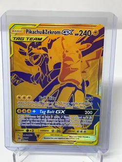 Pikachu & Zekrom GX SM248 Gold Promo Gamestop Exclusive NM, English Pokemon Prom - Image 1