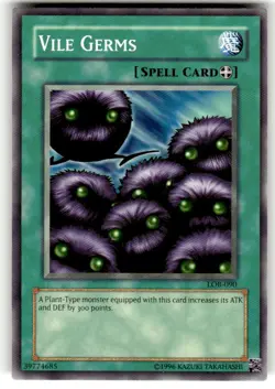 Yugioh - Vile Germs LOB-090 Unlimited Common Legend of Blue Eyes 1996 NM - Image 1