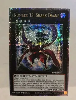 YUGIOH NUMBER 32 SHARK DRAKE QUARTERLY CENTURY SECRET MP24 1ST EDITION - Image 2