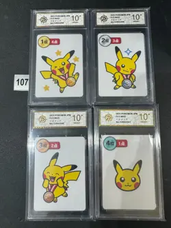 Japanese Pokemon Center Card Pikachu Medal 1st,2nd，3rd，4th Place OrangGrade 10 - Image 1
