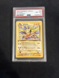 Pokemon TCG Jolteon Jungle 1st Edition Non-Holo Card 20/64 PSA 8 - Image 1