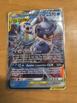 Blastoise & Piplup GX Ultra Rare Holo 38/236 Sm-Cosmic Eclipse TAG TEAM Card - Image 1