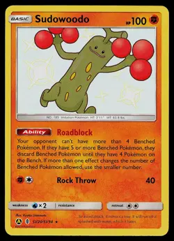 Pokemon Card - Sudowoodo Hidden Fates SV20/SV94 Shiny Holo Rare - Image 1
