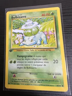Pokemon Bulbizarre Base Set 44/102 Regular Basic 40 HP 1999 French Card - Image 1