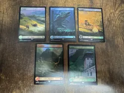 MTG Jurassic World Collection FOIL Basic Land Set ALL 5 COLORS NM - Image 1