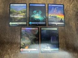 MTG Jurassic World Collection FOIL Basic Land Set ALL 5 COLORS NM - Image 2
