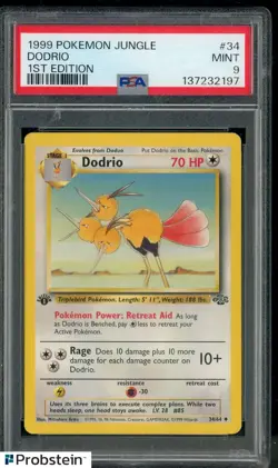 1999 Pokemon Jungle 1st Edition #34 Dodrio PSA 9 MINT - Image 1