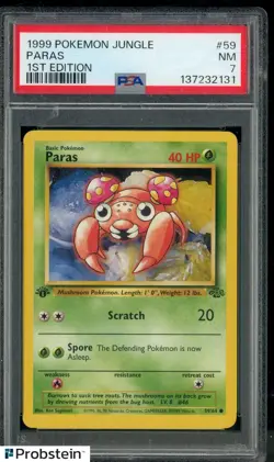 1999 Pokemon Jungle 1st Edition #59 Paras PSA 7 NM - Image 1
