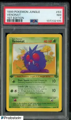 1999 Pokemon Jungle 1st Edition #63 Venonat PSA 7 NM - Image 1