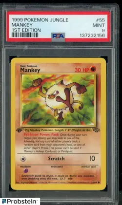 1999 Pokemon Jungle 1st Edition #55 Mankey PSA 9 MINT - Image 1