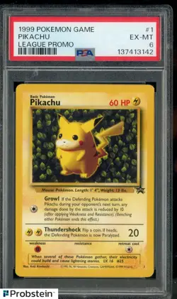 1999 Pokemon Game League Promo #1 Pikachu PSA 6 EX-MT - Image 1
