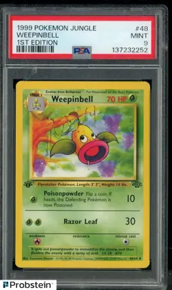 1999 Pokemon Jungle 1st Edition #48 Weepinbell PSA 9 MINT - Image 1