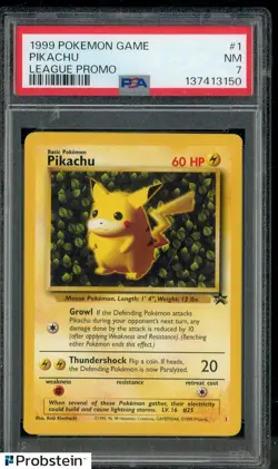 1999 Pokemon Game League Promo #1 Pikachu PSA 7 NM - Image 1