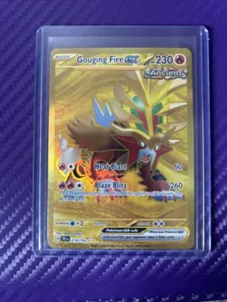 Gouging Fire EX 214/162SV05: Temporal Forces Gold Hyper Rare Card Pokemon Tcg - Image 1