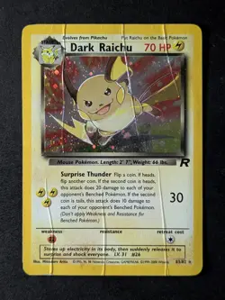 2000 Pokemon DARK RAICHU #83/82 Team Rocket Cosmos Holo Secret Rare English - Image 1
