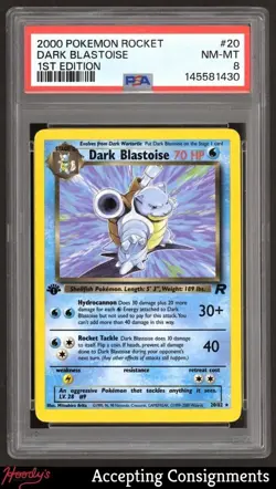 2000 Pokemon Team Rocket 1st Edition #20 Dark Blastoise PSA 8 NM-MT - Image 1