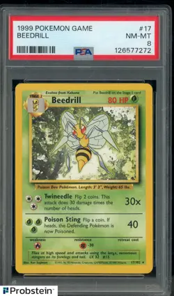 1999 Pokemon Game #17 Beedrill PSA 8 NM-MT - Image 1