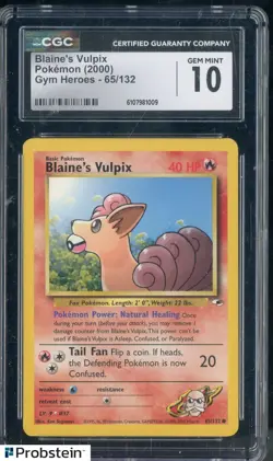 2000 Pokemon Gym Heroes #65 Blaine's Vulpix CGC 10 GEM MINT - Image 1