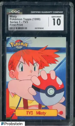 1999 Pokemon Topps Series 1 First Print #TV3 Misty CGC 10 GEM MINT - Image 1