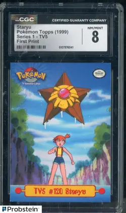 1999 Pokemon Topps Series 1 First Print #TV5 Staryu CGC 8 NM-MT - Image 1