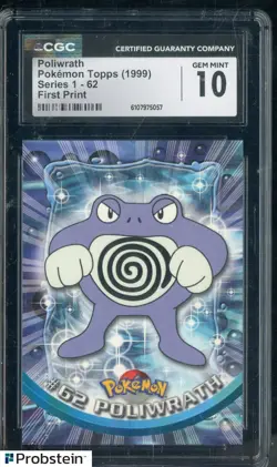 1999 Pokemon Topps Series 1 First Print #62 Poliwrath CGC 10 GEM MINT - Image 1