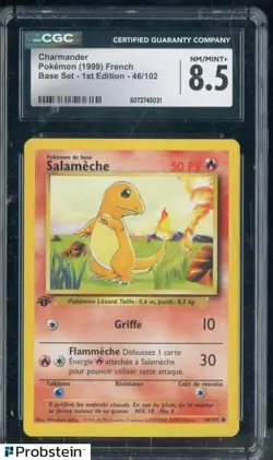 1999 Pokemon French Base Set 1st Edition #46 Charmander CGC 8.5 NM-MT+ - Image 1