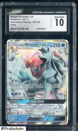 2017 Pokemon Guardians Rising #22 Alolan Ninetales GX CGC 10 GEM MINT - Image 1