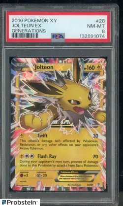 2016 Pokemon XY Generations #28 Jolteon Ex PSA 8 NM-MT - Image 1