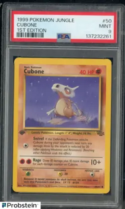 1999 Pokemon Jungle 1st Edition #50 Cubone PSA 9 MINT - Image 1