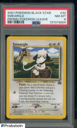 2001 Pokemon Black Star Promo Pokemon League #32 Smeargle PSA 8 NM-MT - Image 1